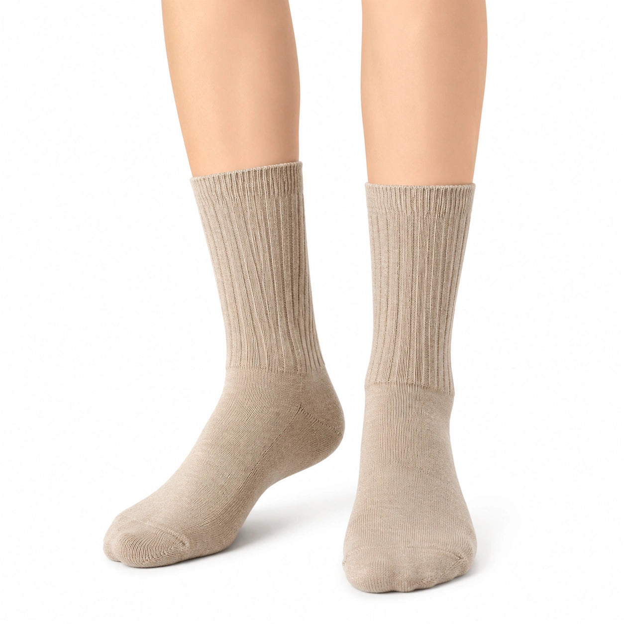 Socken 35-38 aus Textil in Beige mit Rippstrick