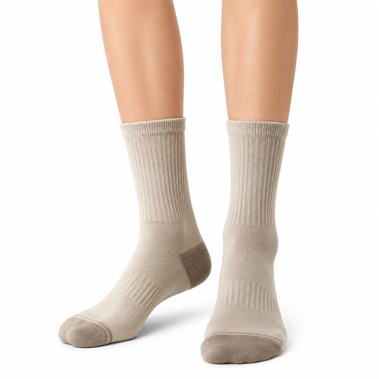 Socken 35-38 Beige aus Textil mit Rippstrick für Alltag