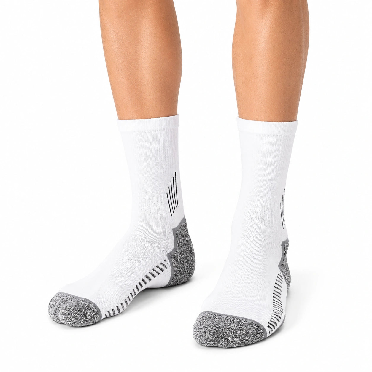 Sportsocken 43-46 Weiß Grau mit elastischem Rippstrick für Alltag und Training