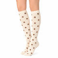 Kniestrümpfe 35-38 aus Stricktextil Cremebraun mit Punkten für Damen