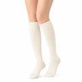 Kniestrümpfe Größe 35-38 aus Rippstrick in Creme für Alltag