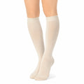 Kniestrümpfe Größe 35-38 in Creme aus Feinstrick mit Rippbündchen