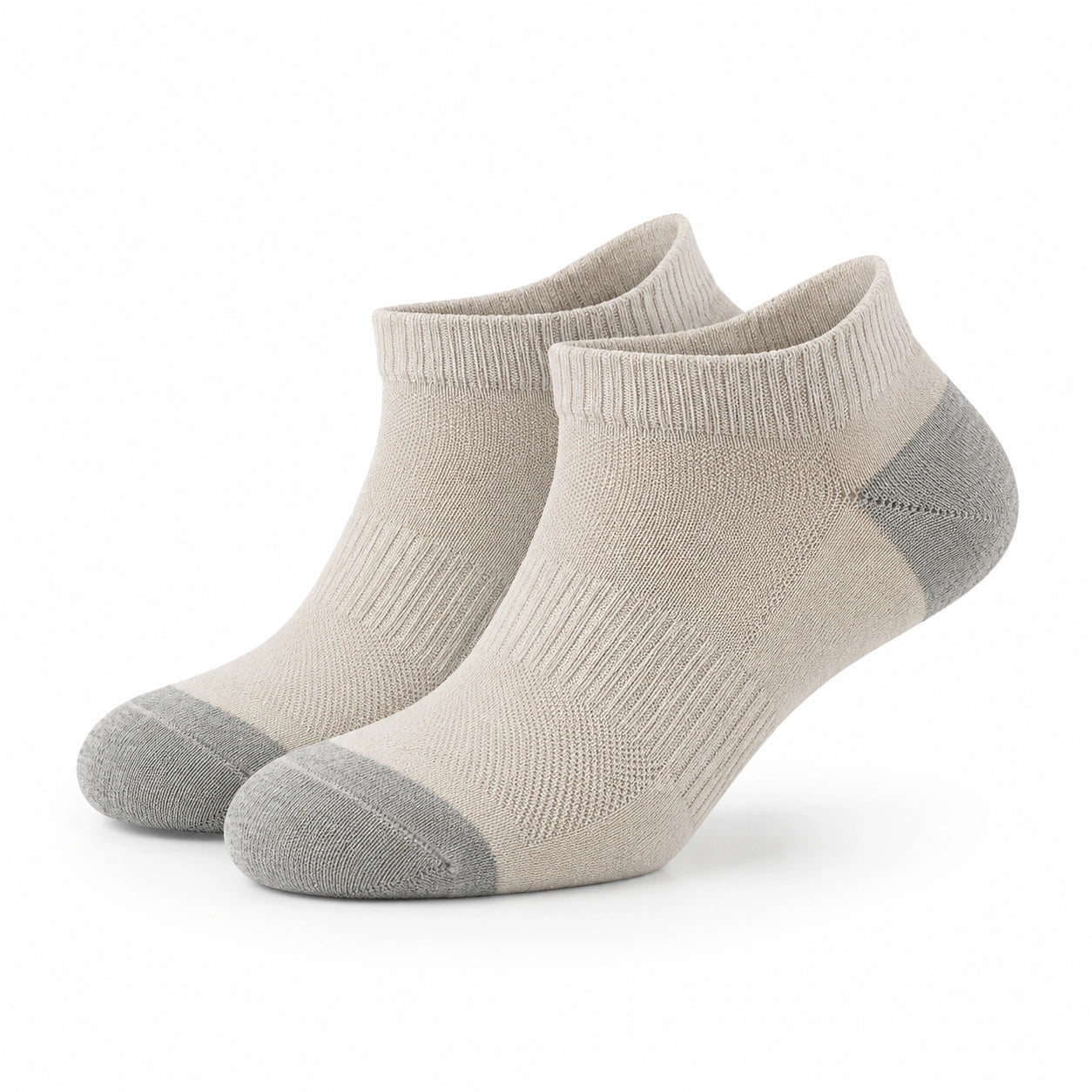 Sneakersocken 39-42 aus Textil Beige/Grau mit geripptem Bund