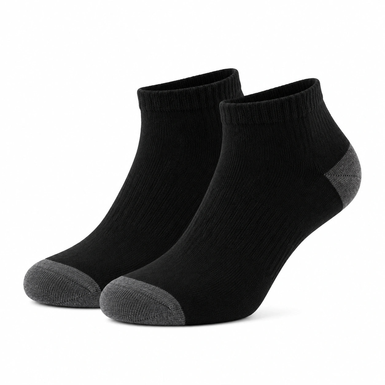 Sneakersocken Größe 39-42 aus Textil Schwarz Grau mit verstärkter Spitze und Ferse