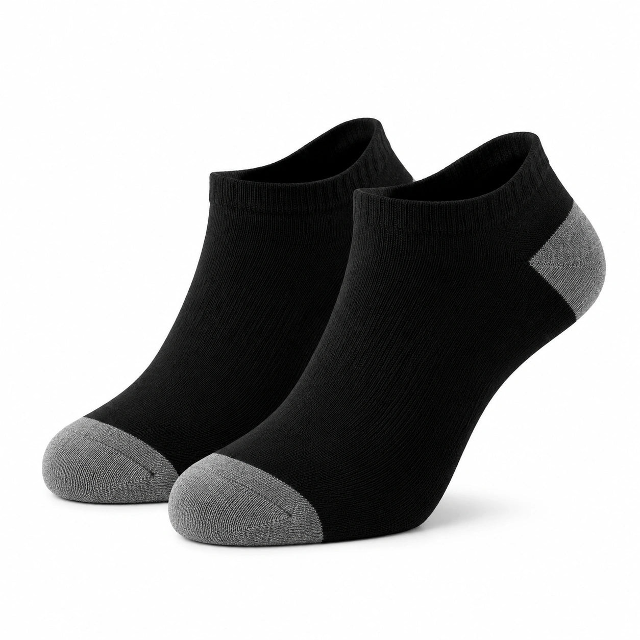 Sneakersocken 39-42 aus Textil in Schwarz Grau mit verstärkter Zehen- und Fersenpartie