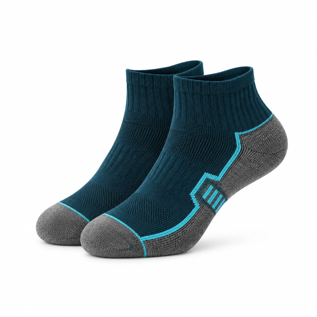 Sportsocken 39-42 aus Textil in Dunkelblau Grau mit geripptem Schaft