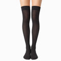 Overknee-Strümpfe Größe 39-42 aus elastischem Textil in Schwarz mit breitem Bündchen