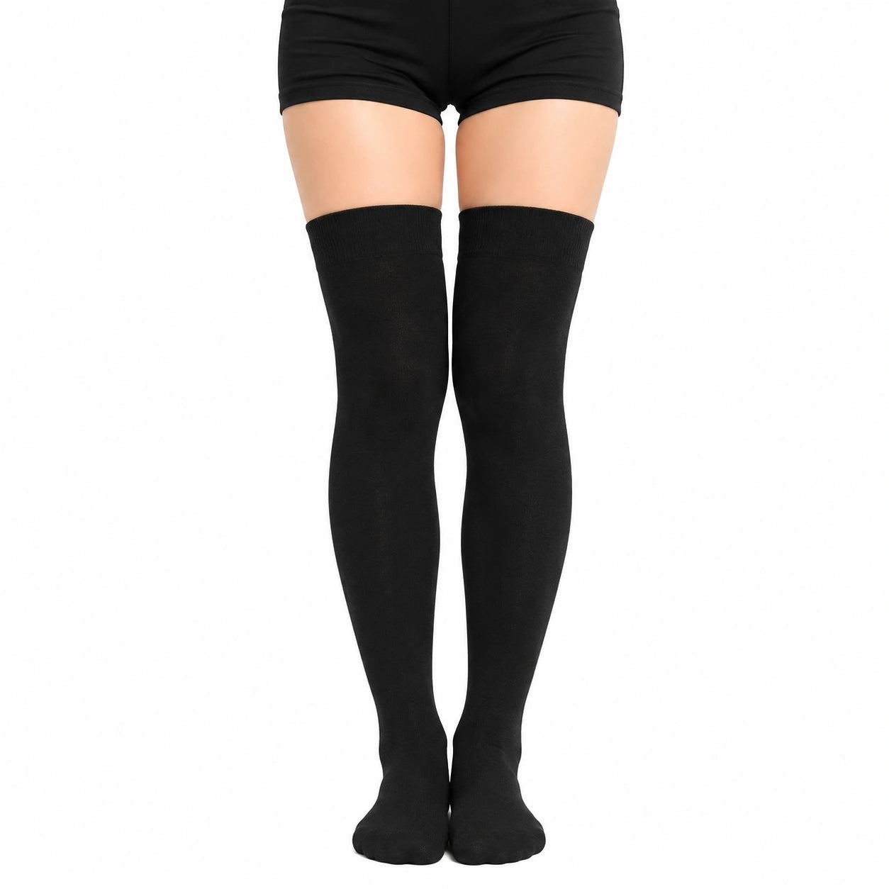 Overknee Socken Größe 39-42 Schwarz mit elastischem Bündchen